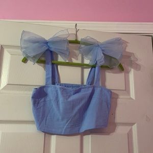 NWOT blue SHEIN crop top with bow straps Medium